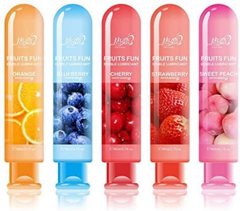 Годни за консумация лубрикант на водна основа Fruits Fun - 5 Различни вкусове 2,7 унции (опаковка от 1)