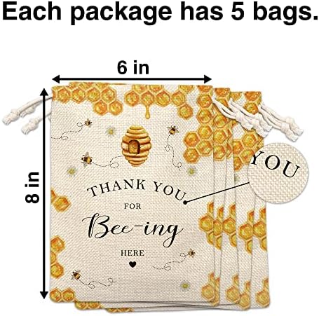 Торбичка за подарък на Тематична парти Медоносная пчела, Подаръчни Пакети за Партита, Аксесоари, Украса, 5 Опаковки на Бонбони с завязками, Подаръчни Пакети за детс?