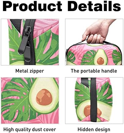 Розово Органайзер за електроника с Авокадо и палмови листа в Джунглата, Водоустойчива Чанта за съхранение на Кабела