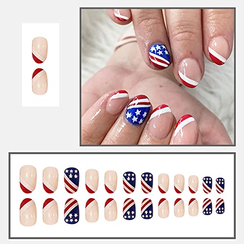 24 Бр. Френски Флаг на Съединените Щати, Печат за нокти, Ден на Независимостта, Кратък Етикет, на Ноктите, на 4 юли,