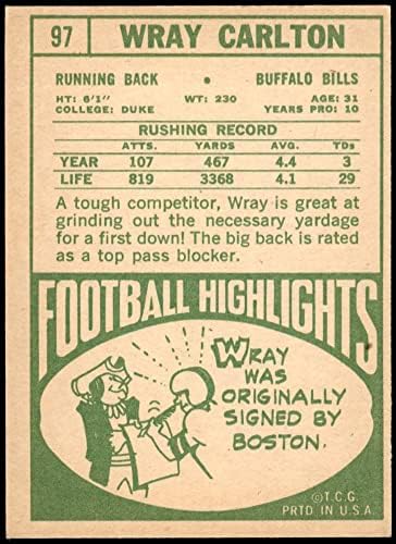 1968 Topps # 97 Рей Карлтън Бъфало Биллс (Футболна карта) Карта Дина 5 - EX Bills