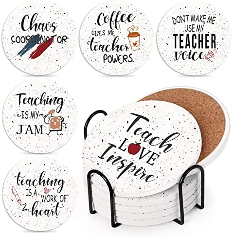 Подаръци за учителите за жени - Комплекти абсорбираща на каботажните за учители от 6 броя с корк в основата и държач - Уникални