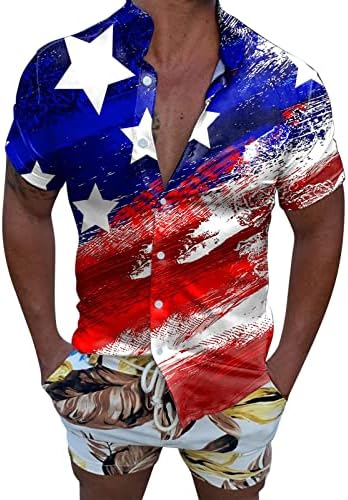 XXBR Хавайски Ризи за мъже, Лятна тениска на Копчета с Къс ръкав в Деня на Независимостта, Свободно Намаляване,