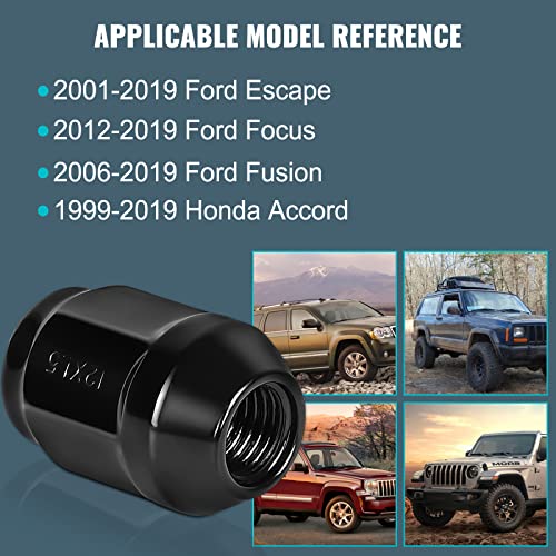 ZOFFI 20 бр. Черни ядки M12x1,5-подмяна на 2006-2019 Ford Fusion, 2012-2018 Ford Focus, 2002-2006 Година Acura MDX, 2004-2008