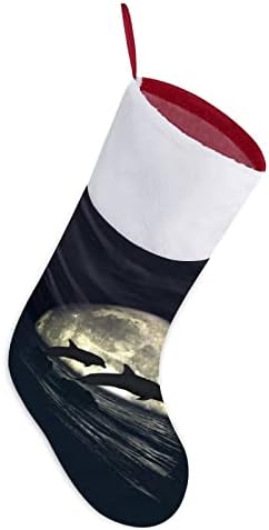 На лунна Светлина Делфините Червени Коледни Празници Чорапи Дом Декорации за Коледната Елха Камина Окачени Чорапи
