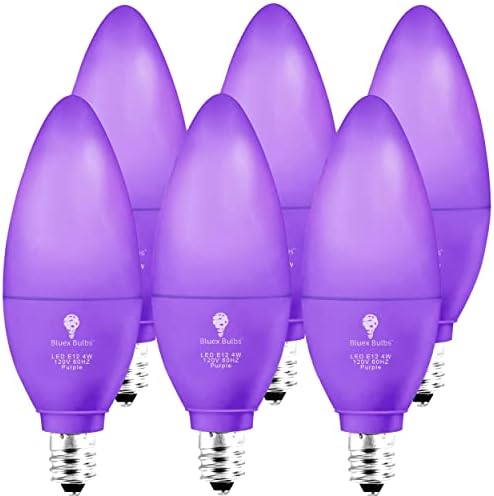 6 Опаковки лилава крушки BlueX LED Свещ - 4 W (еквивалент на 40 Вата) - Лилаво Led лампа E12 Base Purple за декорация