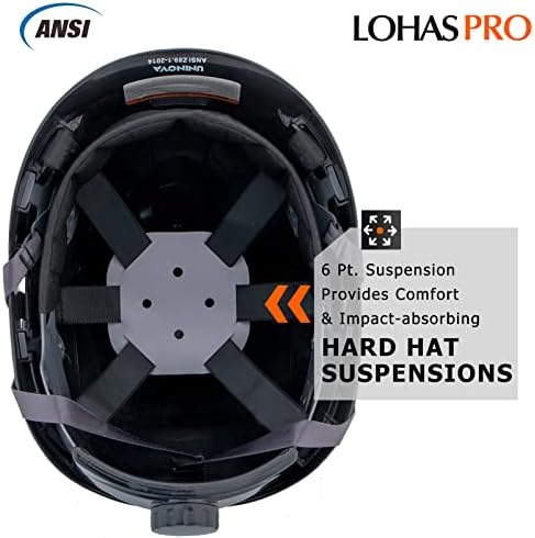 Шлемове Строителен Предпазна Каска ANSI Z89.1, Одобрен OSHA Hardhat, Черна Вафен от Въглеродни Влакна с вентилация LOHASPRO с Каишка за брадичката, Каска за спасяване на дървета