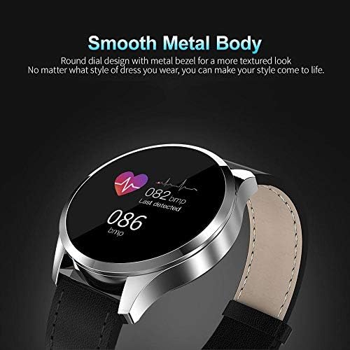 Нови Водоустойчиви смарт часовници за Фитнес IP68 с Пульсометром Smartwatch за iPhone и Android (Черно-Стомана