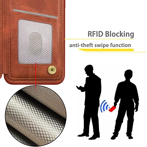 SUANPOT【RFID Заключване за Samsung Galaxy Note 10 Плюс Чанта-портфейл със собственик на кредитната карта, калъф-награда от изкуствена кожа за Samsung Note10 + Светло кафяво