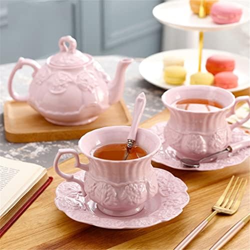 SBSNH Елегантен Розов керамични чай, Реколта керамични Чаена чаша, английски цвете чайник, следобеден чай (Цвят: A, размер: