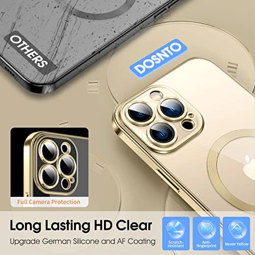 Калъф DOSNTO Magnetic Clear за iPhone 14 Pro с MagSafe [Вградено защитно стъкло камера] [Гола на външния вид на iPhone] Силиконов калъф Тънък [Не желтеющий] Защита от драскотини от пръстови