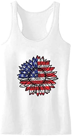 Тениска на 4 юли, Върховете на Бретелях за Жени с Флага на САЩ, Летни Ежедневни Тениски Без ръкав Райе със Звездите,