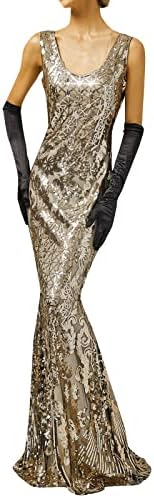 MIASHUI Вечерна рокля с високо воротом, Женски Винтажное Рокля, Секси Рокля Без ръкави от 1920-те години, Расшитое Пайети, Леко