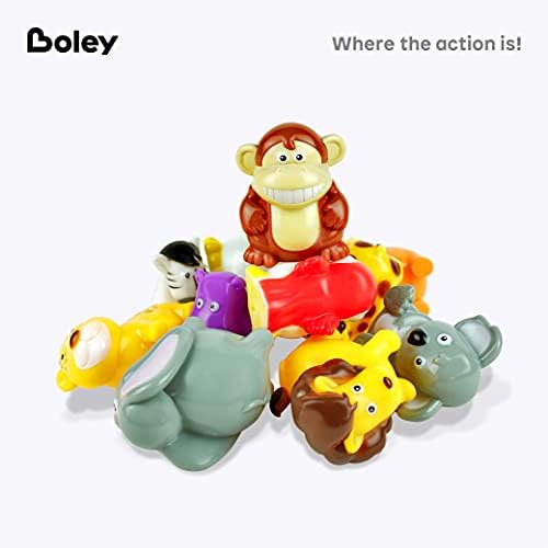 Игрушечное Кофа за баня с животни Boley Safari Animals - 12 бр., играчки за басейни и вани за деца на възраст от 2 години
