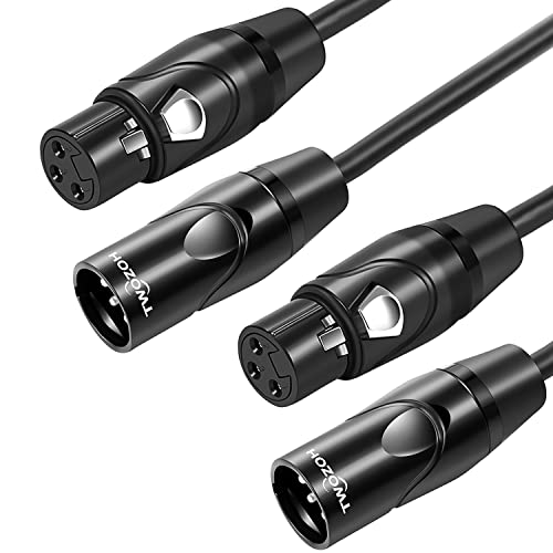 Микрофон кабел Twozoh XLR за мъже и жени, 15 фута, 2 комплекта, Балансный аудио кабел с XLR 3 контакти (професионален