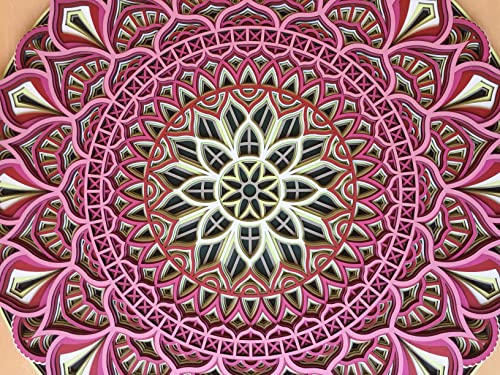 Многослойни Цветни Мандала - Монтиране на изкуството на Мандала, Стенно Изкуство Хол, Начало Декор на стени, монтаж на стена Арт Хол, Розово Стенно изкуство (68 см (26,8