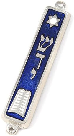 Peer Hastam (2 опаковки) 10-те божи Заповеди Мезуза Сребърен Тон 3,5 Мезуза Еврейска Библия на Тората, Произведено в Израел