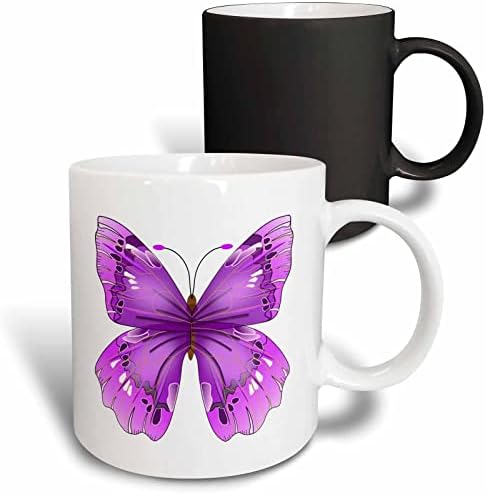 3dRose mug_62044_4 два цвята Черна чаша за Голяма лилава пеперуда, 11 грама, Многоцветен
