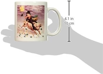 Керамична чаша 3dRose mug_42888_1 Трубочист на летяща прасе (vintage), 11 грама, Многоцветен