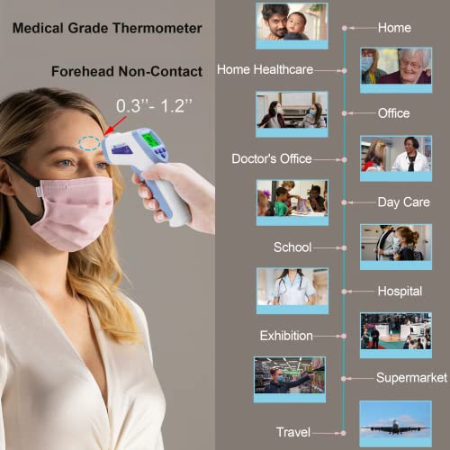 Термометър за челото Amplim No Touch - Безконтактно цифров инфрачервен термометър - Медицински, гигиеничный,