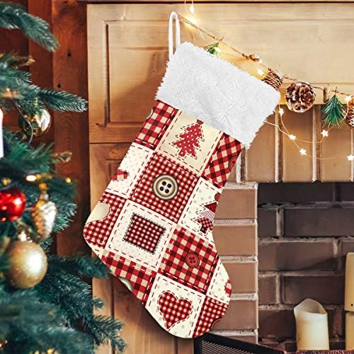 Коледни Чорапи с Мозайки PIMILAGU, 1 Опаковка, 17,7 инча, Окачени Чорапи за Коледна украса