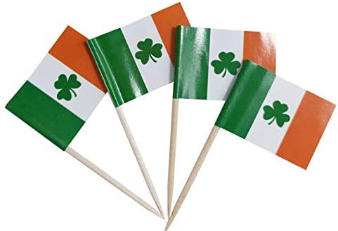 JBCD Ирландия Флаг с Трилистником-клечка за зъби Ирландски Мини-Флагове за Топпинга Кексчета (100 бр)
