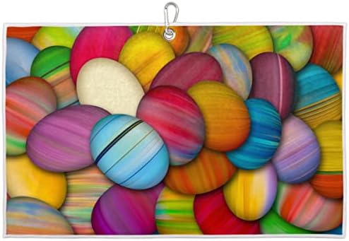 Разноцветни Яйца от Великден модел (5) Кърпа за голф, Чанти за голф, със скоба за мъже и Жени, Аксесоари за голф, Забавни Подаръци за играчите на голф, Кърпа за почиств?