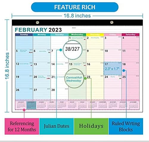 Календар с остър едър шрифт на 2022 година за по-възрастните хора от юли до декември 2022 2023 г., Английски Настолен