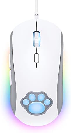 Детска мишката PHNIXGAM Котешка Лапа RGB, Тиха Оптична Компютърна Мишка, Проводна USB с 6 Регулируеми До 7200