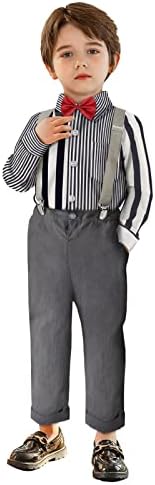 Sadarkes/ Комплект дрехи за малки момчета, Детски Празнични Костюми, Облекла За Малки Момчета, 4 бр., Риза + Вратовръзка-пеперуда
