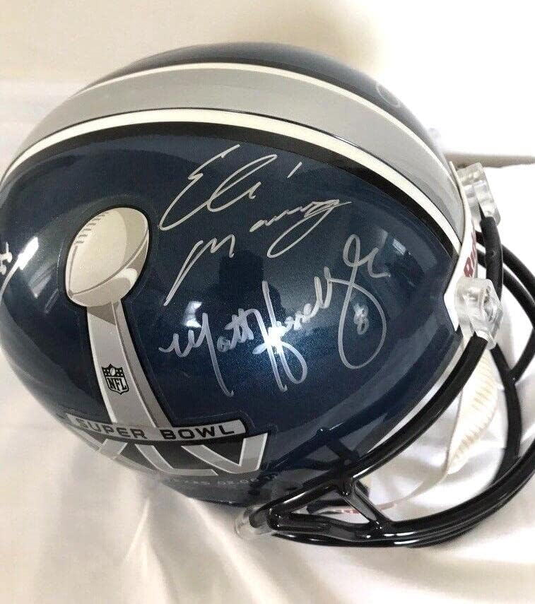 Копие шлем Super Bowl XLV в реален размер с автограф Пейтона, Ели и Арчи Мэннинга + 4 Шлем NFL с автограф