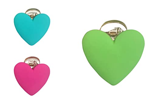Комплекти от 3 Заколок за Коса във формата на Сърце Ярки Цветове за Жените и подрастващите Момичета (Син, Розов, Зелен)