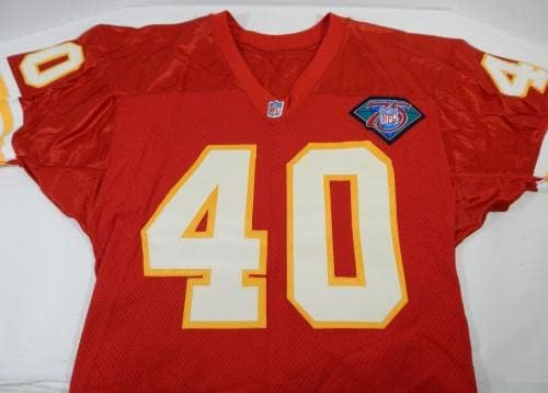1994 Kansas City Chiefs Брейси Уокър #40 Играта Пусна Червената Фланелка на 75-та кръпка 434 - Използваните тениски за игри NFL Без подпис
