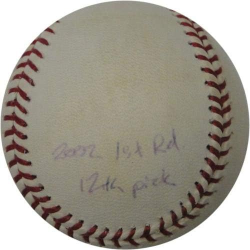 Бейзболни топки с автограф на Джо Сондерса от Мейджър лийг бейзбол Сиэттл Моряците Энджелз с избелели UDA - Автограф