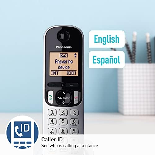 Разтегателен безжичен телефон Panasonic DECT 6.0 с гласова поща, блокиране на повиквания и идентификатор на
