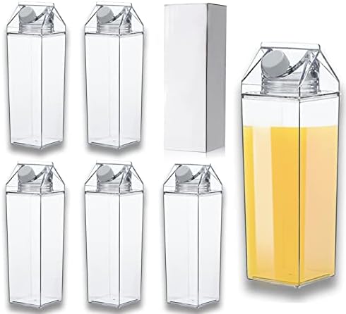 Cezoyx 6 Опаковки Пластмасови Бутилки за вода От Картонени опаковки от Мляко, 17 Унции Пластмасови Кутии за Мляко,