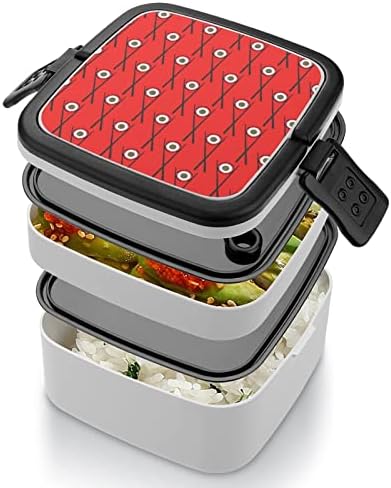 Забавен Модел за суши и Пръчици за хранене Всичко в Една Кутия Bento Контейнер за Обяд с Лъжица, за да Пътуват на Работа