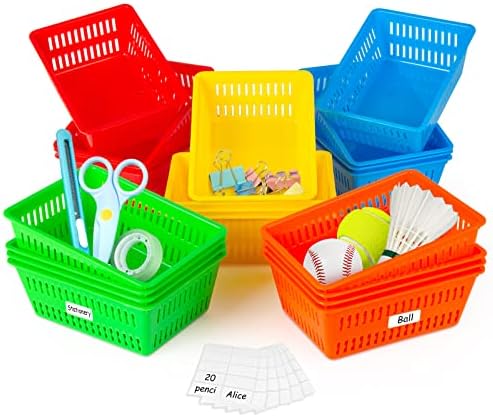 20 Опаковки, Кошници за съхранение в класната стая, IKAYAS, Цветни Малки Пластмасови Кошници-Организаторите