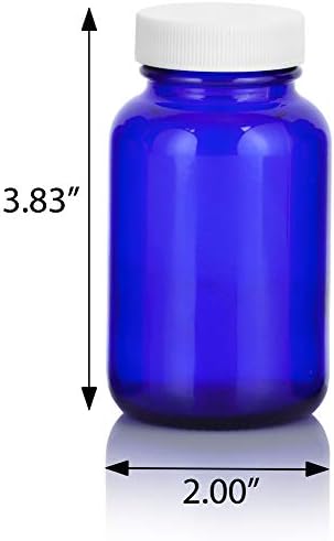 Стъклена опаковка бутилка JUVITUS Cobalt Blue обем 4 грама с Бяла Оребрена капак (6 опаковки)