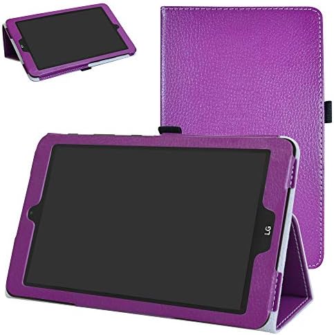 Дело T-Mobile за LG G Pad X2 8.0 Plus, калъф-награда от изкуствена кожа Мама Mouth с 2 Разтегателни подкрепа за таблет 8.0 LG G Pad X2 8.0 Plus, модел # V530 / Sprint G Pad F2 8.0 # LK460, лилаво