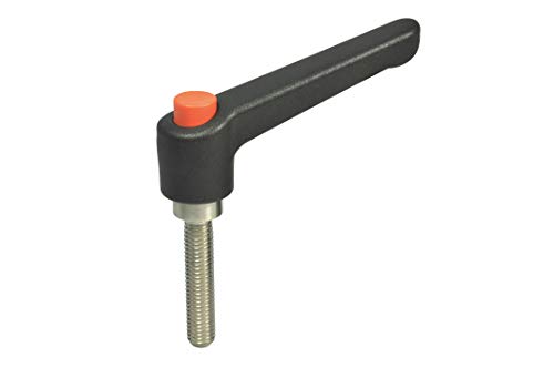 Найлон Metric Регулируема дръжка с Оранжев бутон, Родословни с резба S / S, дължина 63 mm, височина 45 mm, Резба M8 x 1.25 mm, дължина на резба 20 мм (опаковка от 2 броя)