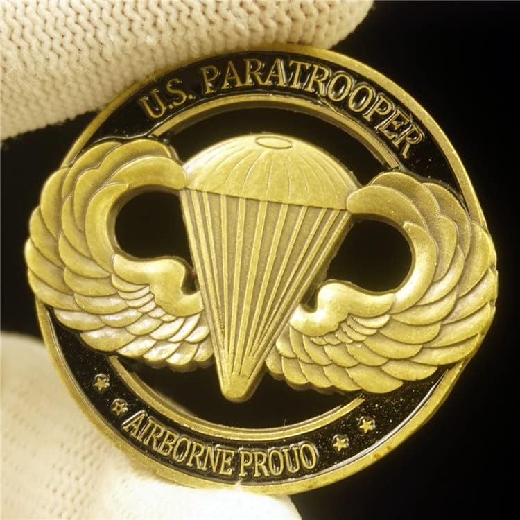 Триизмерен перлено бял Кухи Ангел Възпоменателна Монета на военновъздушните сили на САЩ Възпоменателна Монета Въздушнодесантна