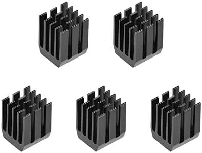 радиатор Електронни Радиатори uxcell за стъпков мотор, 3D-принтер 9x9x12 мм, 5 бр. Черно