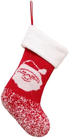 Коледни Чорапи Текстилен Коледна Торбичка за Чорапи и Коледни Окачени Чорапи за Украса на парти и Коледен Cartoony Червен Набор от Витражных Бижута