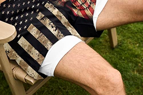 Мъжки Бански с Компрессионной Подплата под Американски флаг Partrest, Топене под Флаг на САЩ, Плажни Шорти с Джоб, Плувни