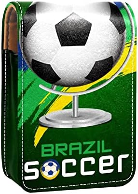 Чанта за червило на футбола на Бразилия с Притежателя на Червило на Огледалото за козметични чанти Чантата Миниой