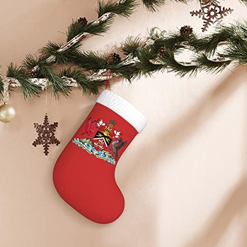 Коледни Чорапи QG ZZX с Бяла Белезници от Супер Мек плюш, Националната Емблема на Тринидад и Тобаго, Коледни Чорапи, Коледни Украси, Отглеждане