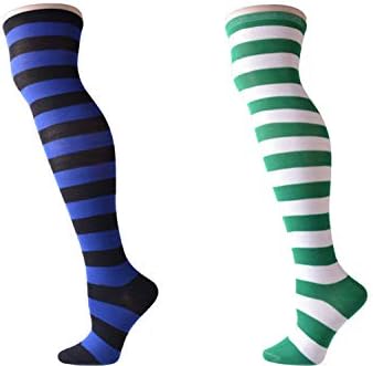 Andongnywell / Дамски Дълги Шарени Чорапи Над Коляното, Непрозрачни Чорапи, Шарени Чорапи до Бедрото, за Cosplay