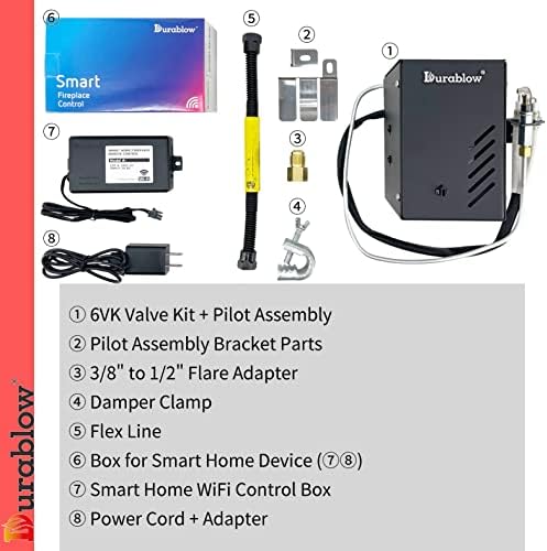 Durablow 6VK-SH3001 Умен дом Wi-Fi (ВКЛ./ИЗКЛ таймер, график) Комплект електронни Автоматични Искровых клапани за Камина