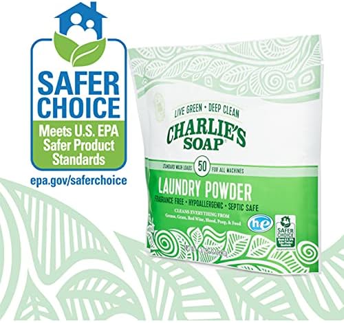 Прах за пране Charlie ' s Soap (50 порции, 6 опаковки) Хипоалергичен прах за пране дълбоко почистване – Екологично Чист,